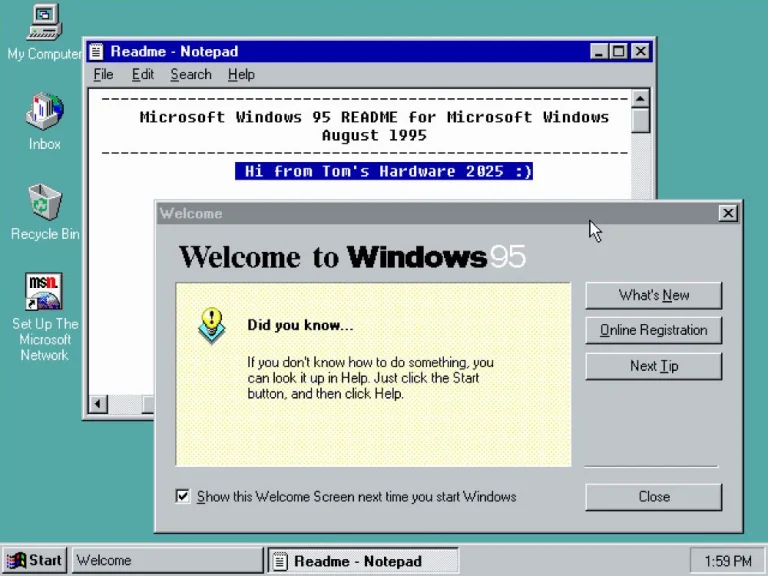 Windows 95 in a VM