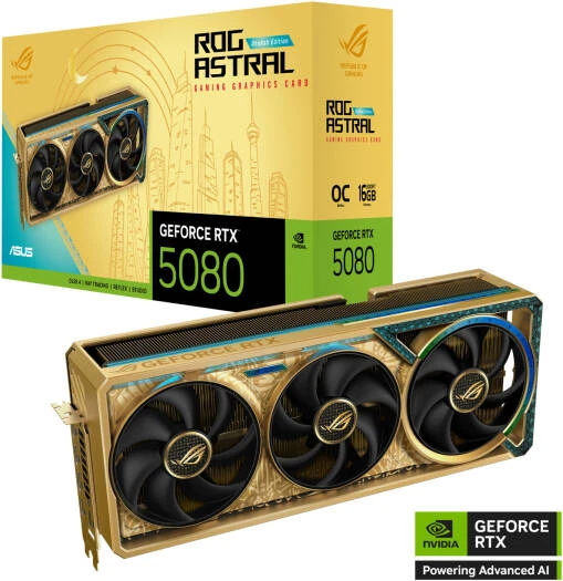 ASUS ROG Astral GeForce RTX 5080 Dhahab Core Edition retail box