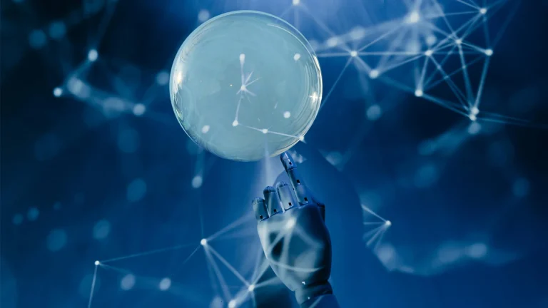 رباتی که حبابی را لمس می‌کند.