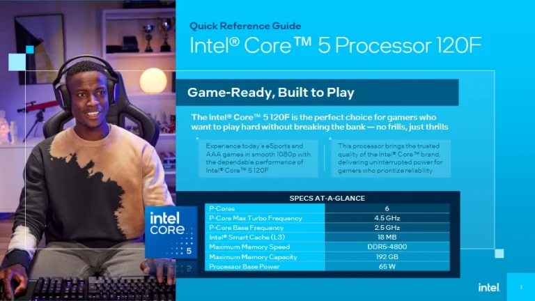 Intel leaked slide Intel Core 5 120F