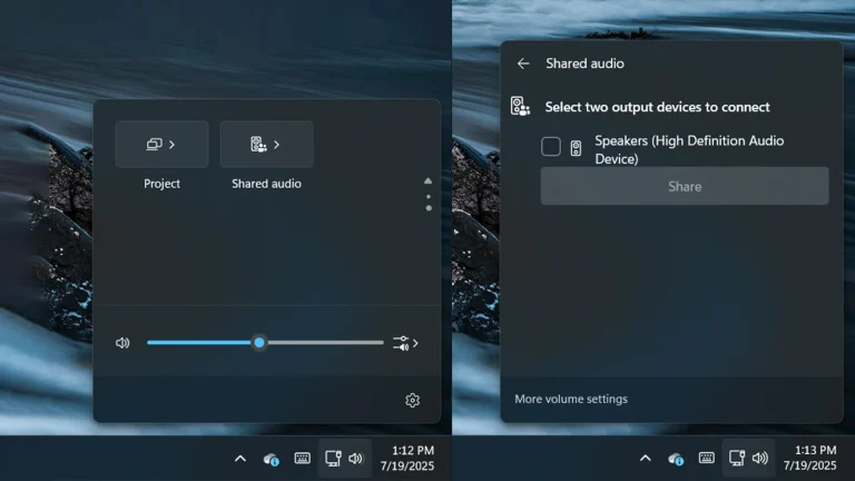 Shared audio on Windows 11