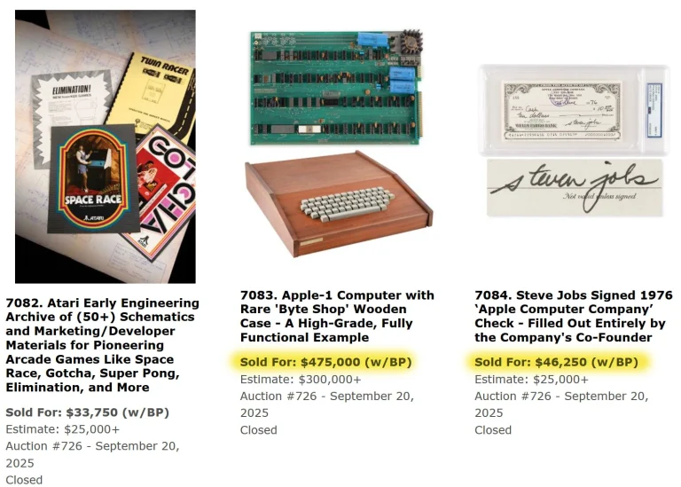 Rare tech auctions results