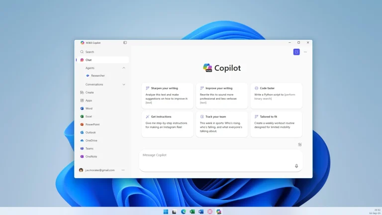 screenshot of Microsoft 365 Copilot installed on Windows 11