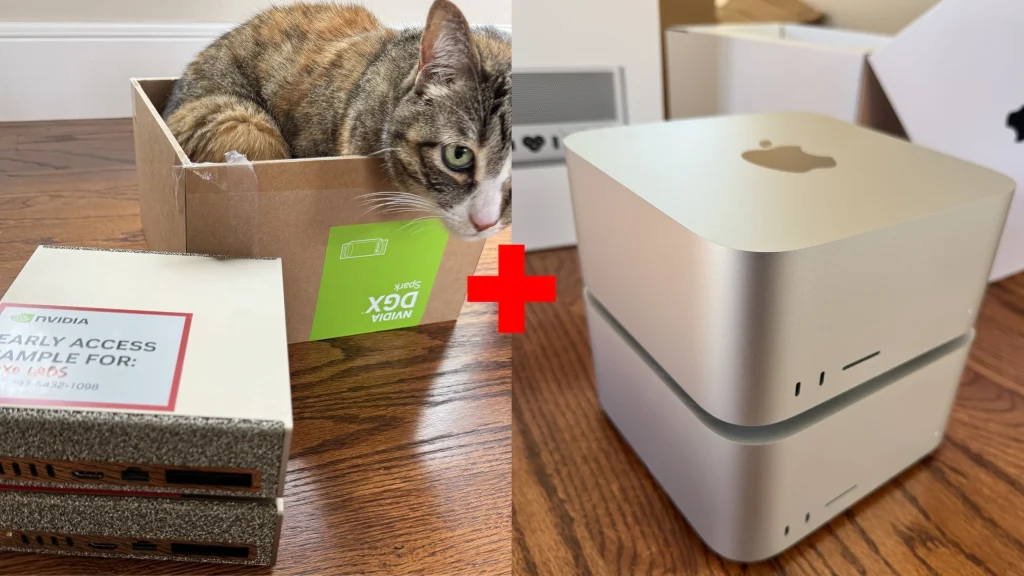 دو سیستم Nvidia DGX Spark با مک استودیو M3 Ultra ترکیب شدند تا یک سیستم LLM فوق‌العاده سریع ایجاد کنند