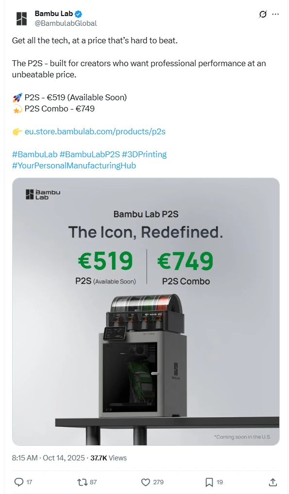 Bambu Lab P2S