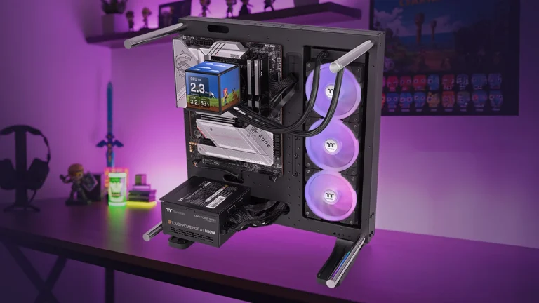 Pump block on the Thermaltake Minecube 360 Ultra ARGB Sync AIO liquid cooler