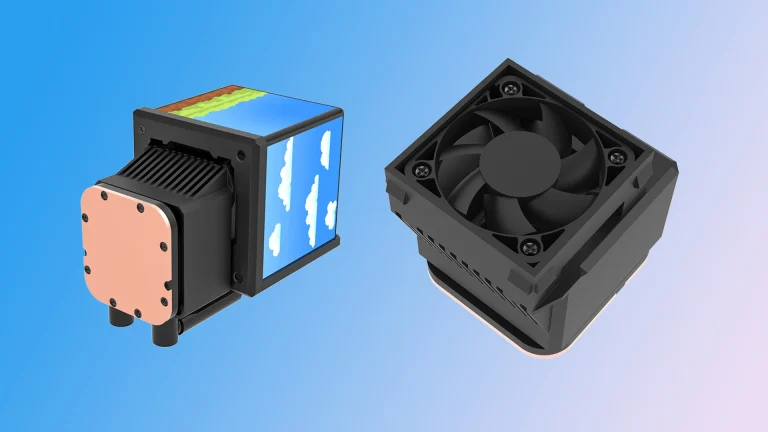 Pump block on the Thermaltake Minecube 360 Ultra ARGB Sync AIO liquid cooler