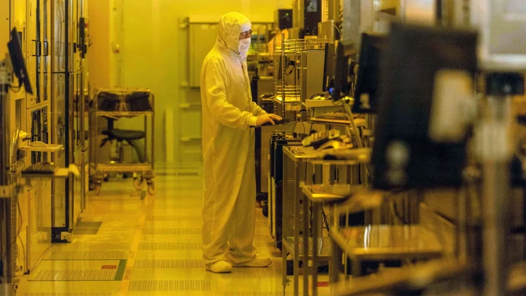 Nexperia workers in the Newport facility.