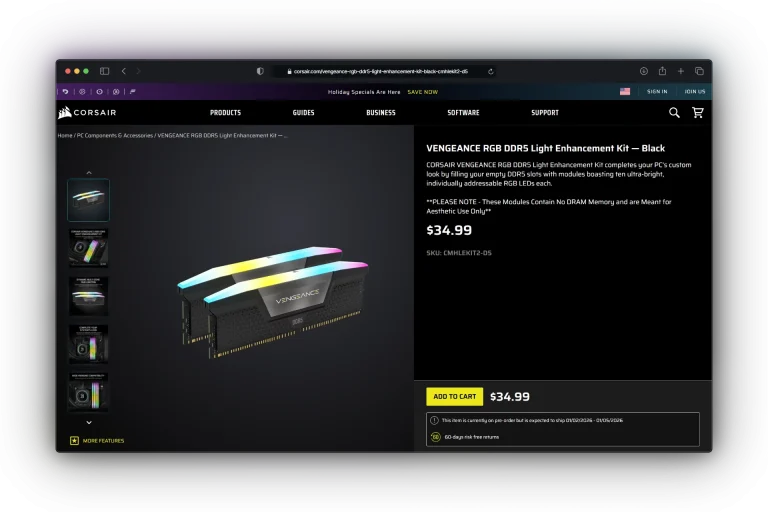 Corsair Vengeance DDR5 Light Enhancement Kit