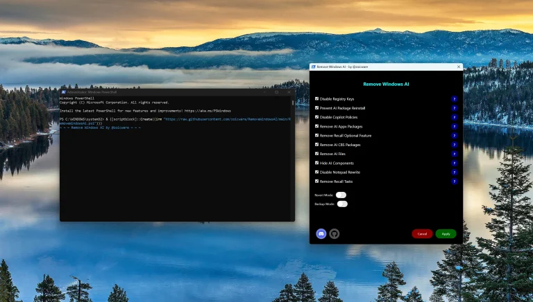 RemoveWindowsAI script in action