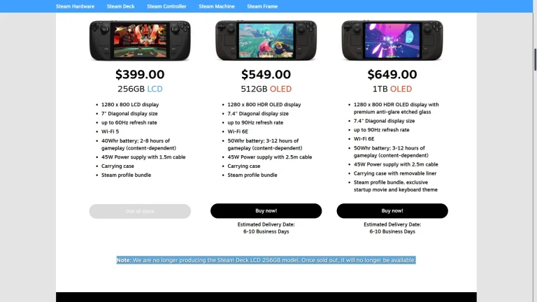 صفحه Steam Deck در Steam