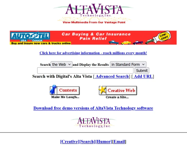 AltaVista در طول سال‌ها