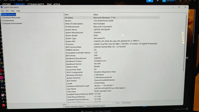 Specifications for Panther Lake test system.